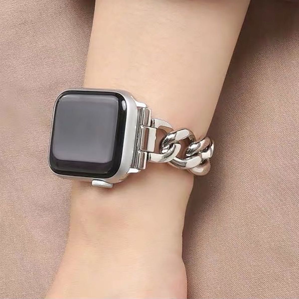 Apple Watch アップル ウォッチ チェーン   42/44/45mm ブレスレット シルバー ベルト
