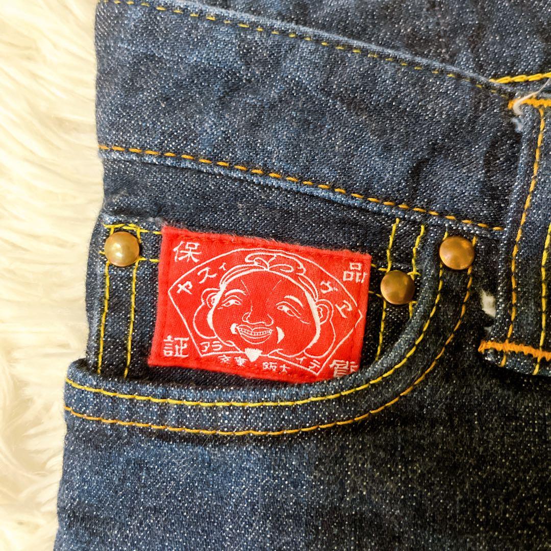 送料無料　良品　EVISU DONNA エヴィス　デニムパンツ　ジーンズ　ハート　ピンクカモメ　ストレッチ　濃紺　刺繍　ハート　W25