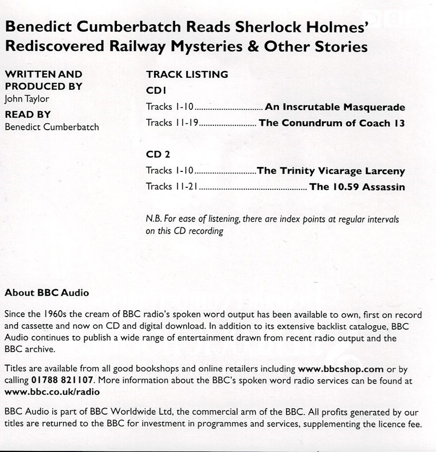[CD] Benedict Cumberbatch Reads Sherlock Holmes ベネディクト・カンバーバッチ シャーロック・ホームズ 朗読 盤面概ね良好ですの画像4