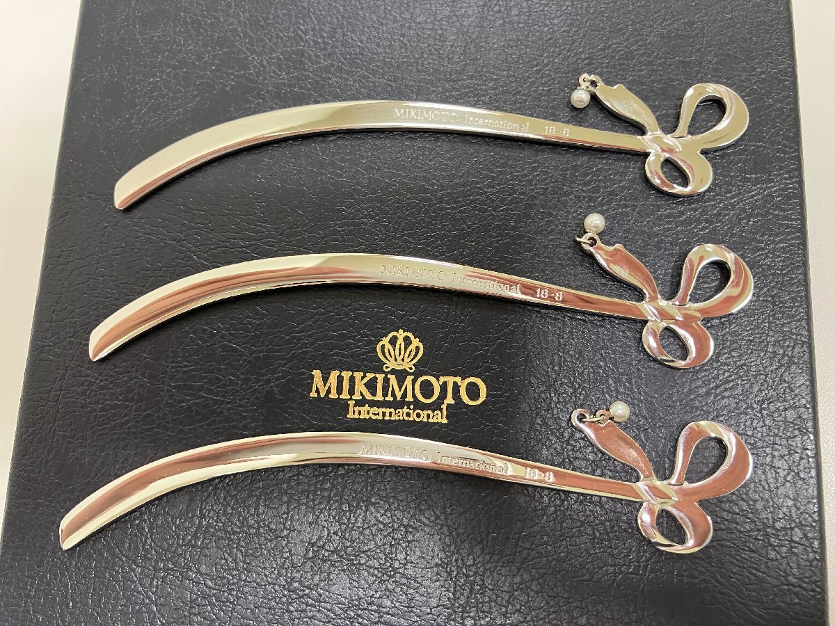 【J98263】MIKIMOTO ミキモト マドラー リボンモチーフ ステンレス 真珠 パール リボン型 中古品 長期保管品の画像7
