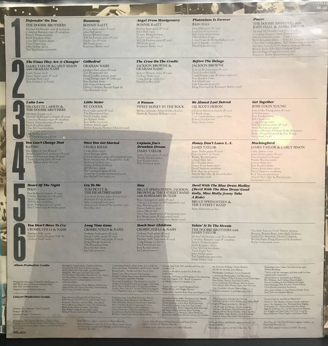 V.A./ No Nukes 3LP USオリジナル盤　ノーニュークス　アサイラム　James Taylor Ry Cooder Bruce Springsteen_画像6