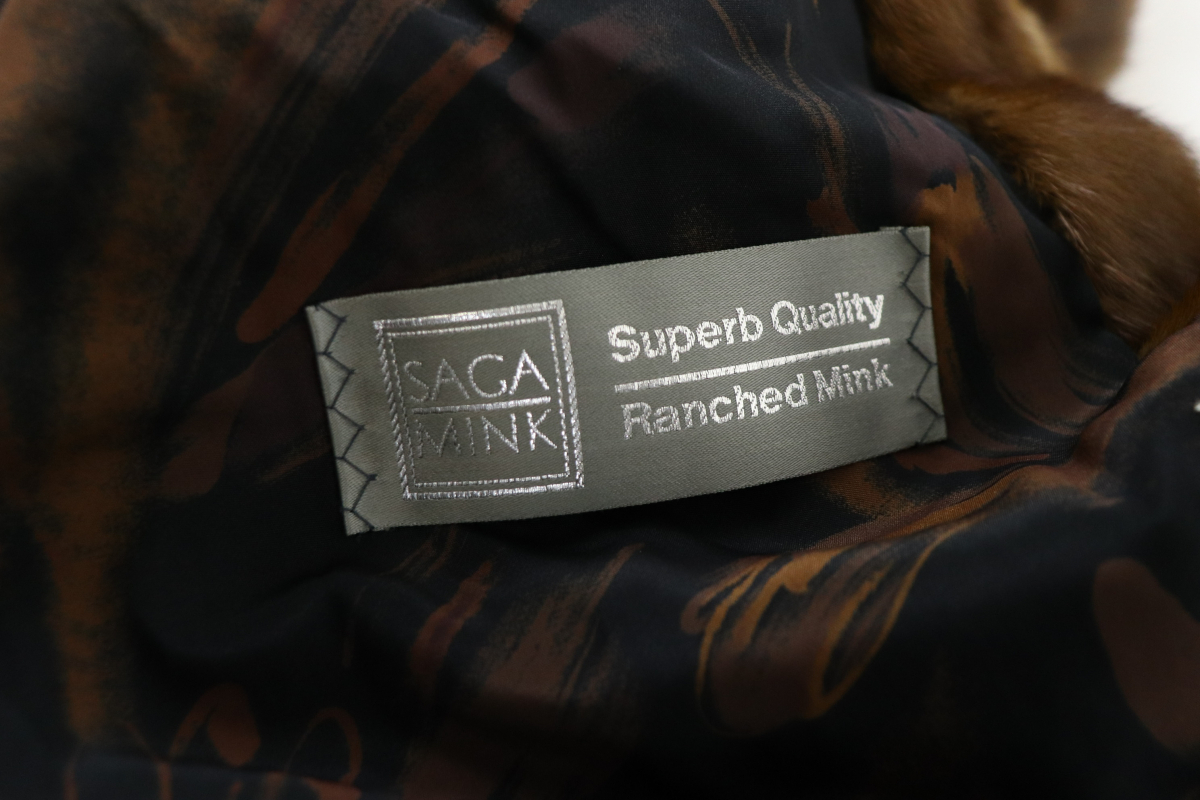 SAGA MINK サガミンク 毛皮 ファーコート Superb Quality Ranched Mink ブラウン デザインコート レディース フリーサイズ 005JLKJP62_画像2