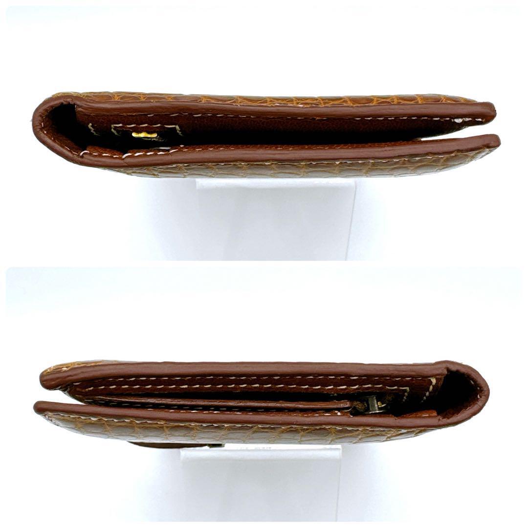 エルメス ベアン アリゲーター 長財布 ゴールド金具 ブラウン系 エルメス ベアン アリゲーター 長財布 ゴールド金具 ブラウン系