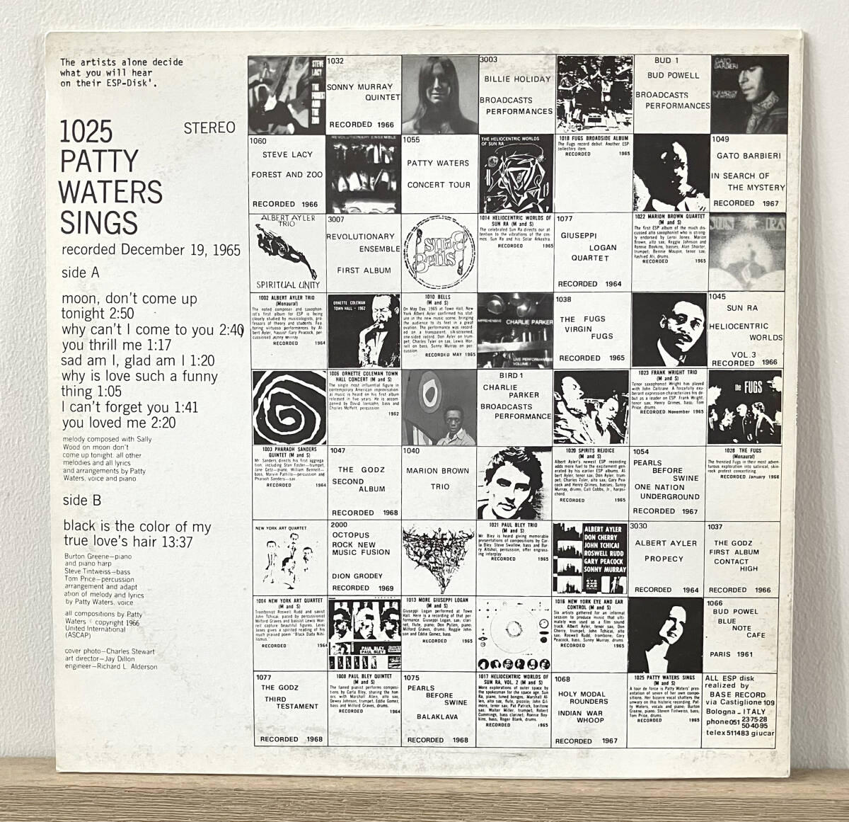 盤状態ほぼミント/伊-ESP Disk/Patty Waters「Sings」パティ・ウォーターズ/Albert Ayler/Free Jazz/Experimental/avant-garde前衛_画像3
