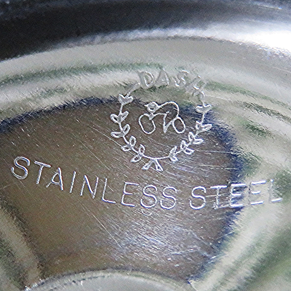 DASH製 脚付 アイスクリームカップ STAINLESS STEEL 昭和レトロ ヴィンテージ ステンレス鋼 花リム サンデーカップ 2個セット 当時物の画像8