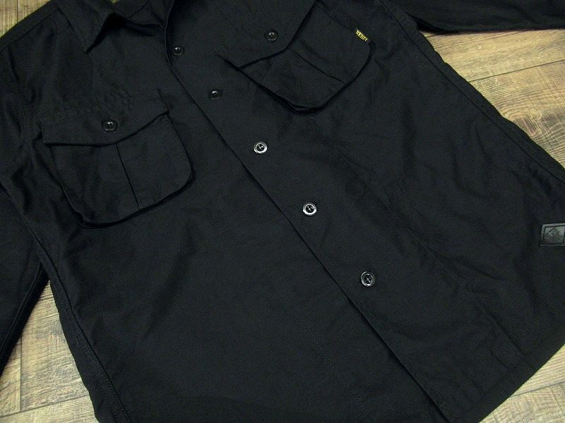 送無 美品 定価23,760円 RUDE GALLERY BLACK REBEL ルードギャラリー 19AW MILITARY SHIRT 長袖 オープンカラー ミリタリー シャツ 黒 S_画像4