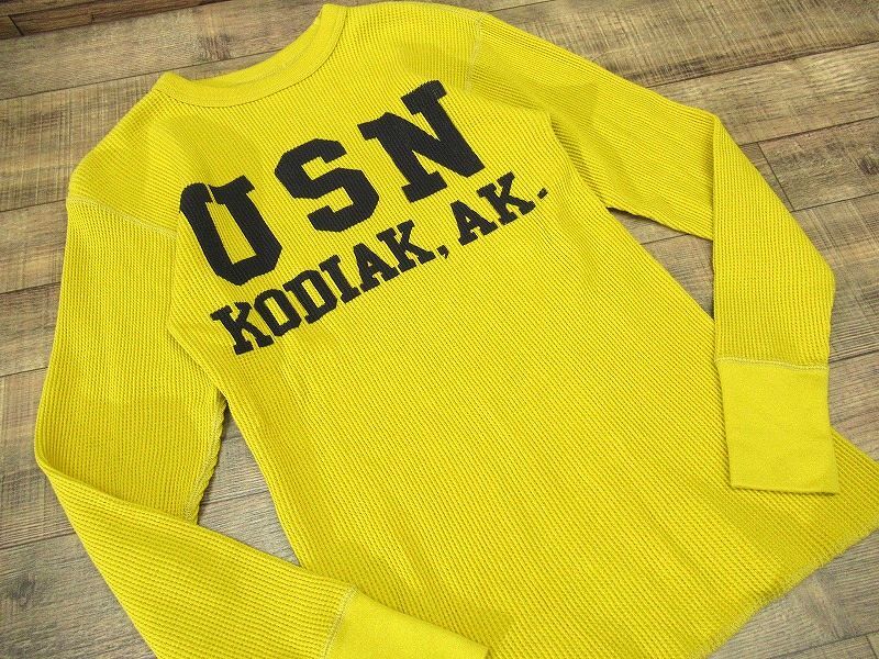 送料無料 美品 FREEWHEELERS フリーホイーラーズ POWER WEAR U.S.N.KODIAK,ALASKA BASE 40s カスタムモデル ワッフル サーマル Tシャツ_画像5