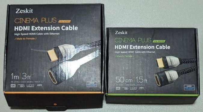 Zeskit HDMI延長ケーブル 0.5m 1.0m(50cm 1m) 4K60Hz HDMI2.0 HDR HDCP2.2