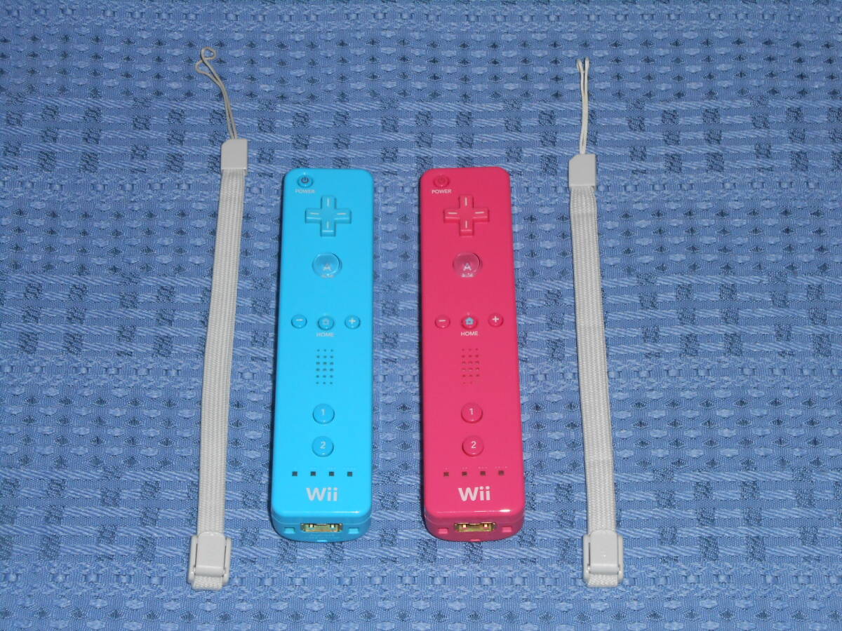 Wiiリモコン２個セット ストラップ付き 青(ao ブルー)１個・桃(pink ピンク)１個 RVL-003 任天堂 Nintendoの画像1
