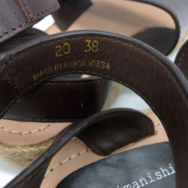 【21803】yuko imanishi サンダル 38サイズ 靴 シューズ バックストラップ 藁 ブラウン 茶 経年保管品 中古品 梱包60サイズの画像4