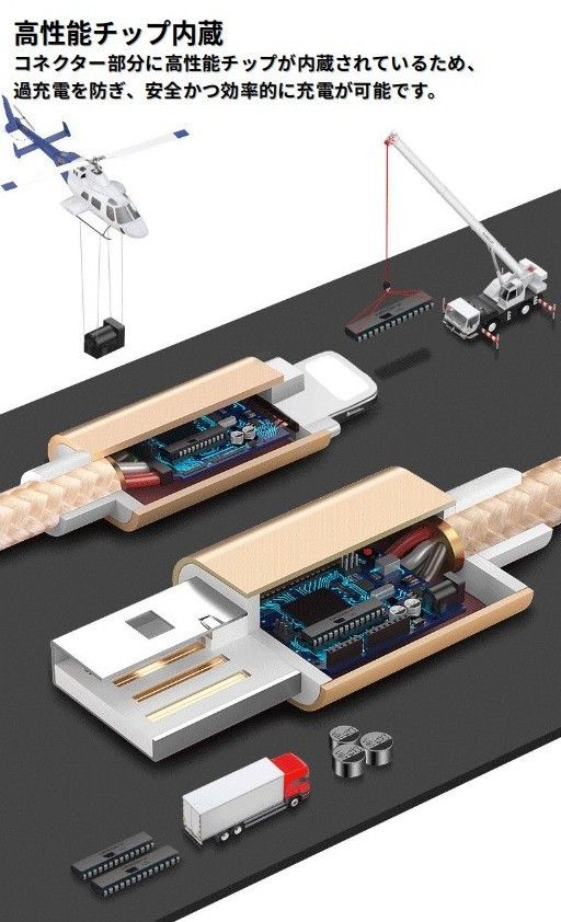 ライトニングケーブル iPhone充電コード 2m 4本 ゴールド