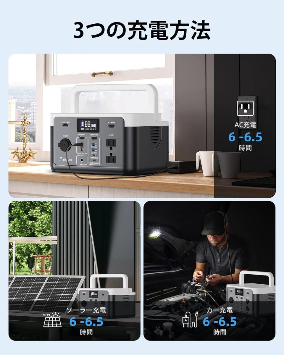 送料無料 新品 ポータブル電源 AC300W 256Wh リン酸鉄リチウムイオン電池 純正弦波 50Hz/60Hz対応 B170_画像5