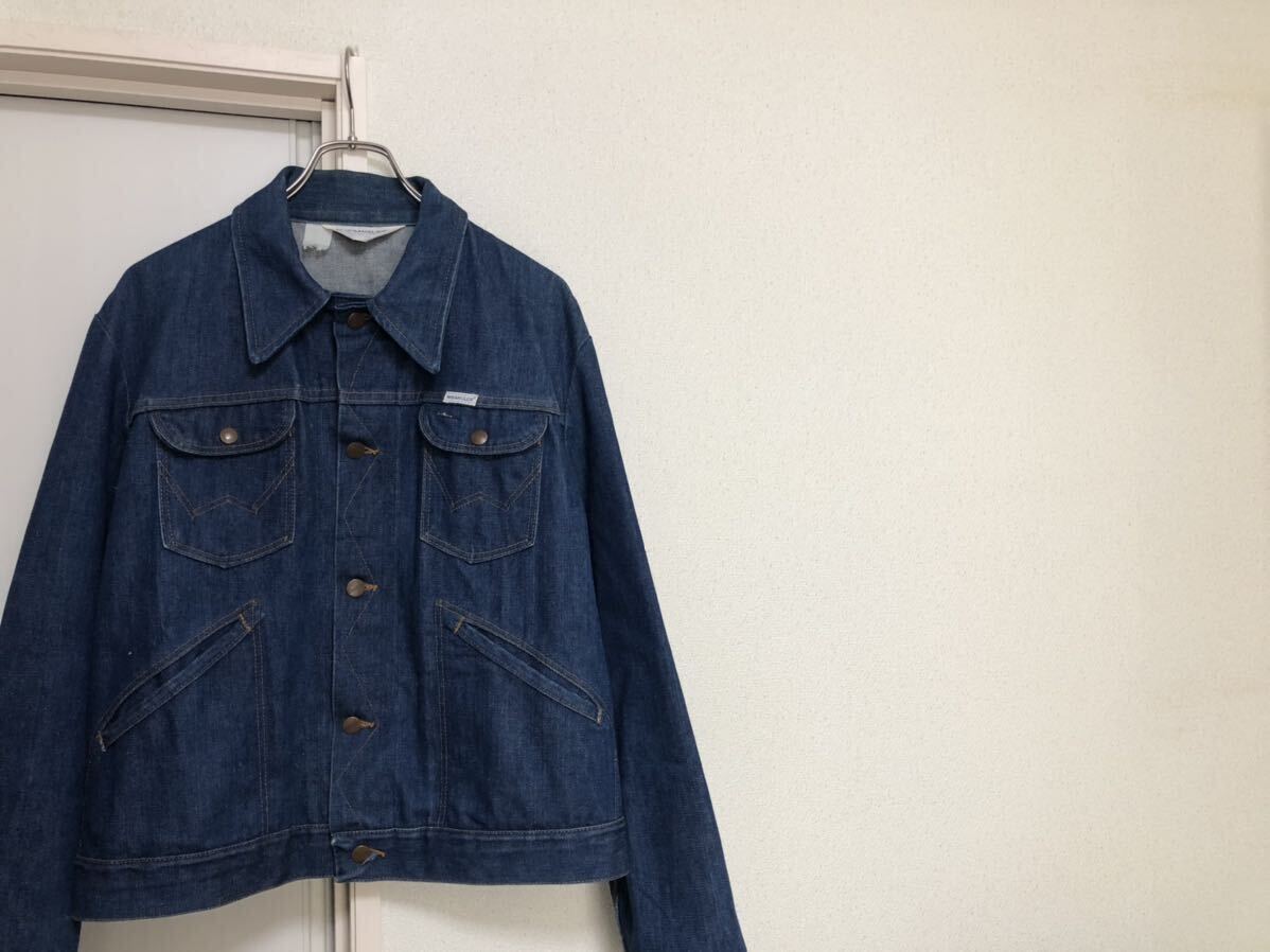 70s80sヴィンテージ MADE IN USAアメリカ製ラングラーWrangler124MJデニムJKTジャケットジージャンsize44程度ブロークンデニム