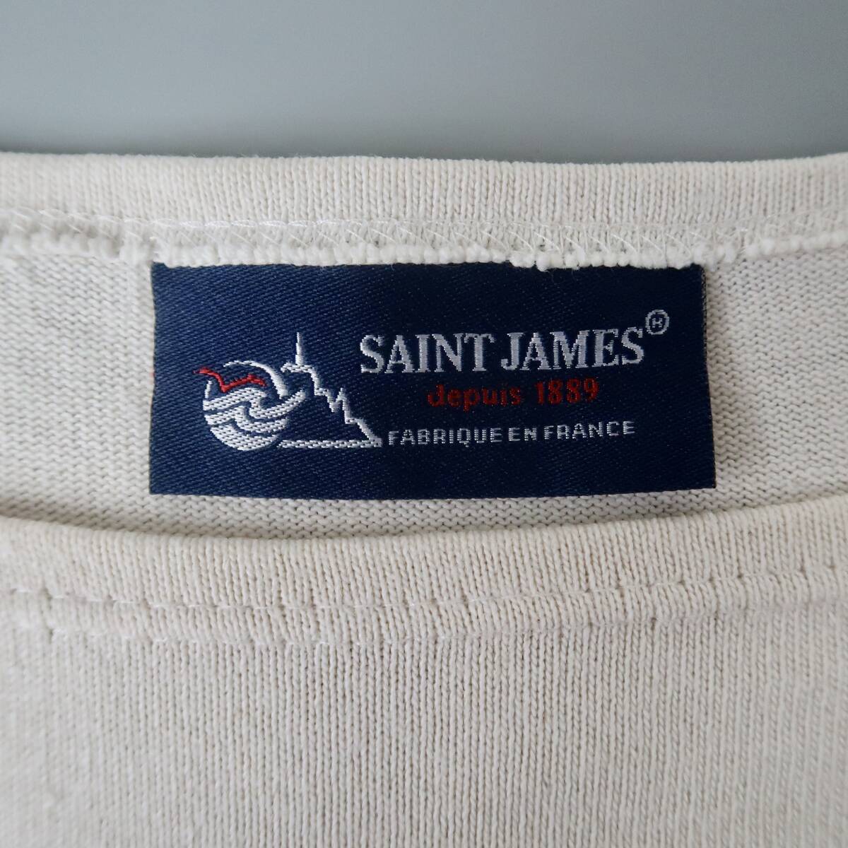 【SAINT JAMES ウェッソン エクリュソリッド バスクシャツ 表記3.5/SM フランス製】セントジェームス生成り無地_画像7