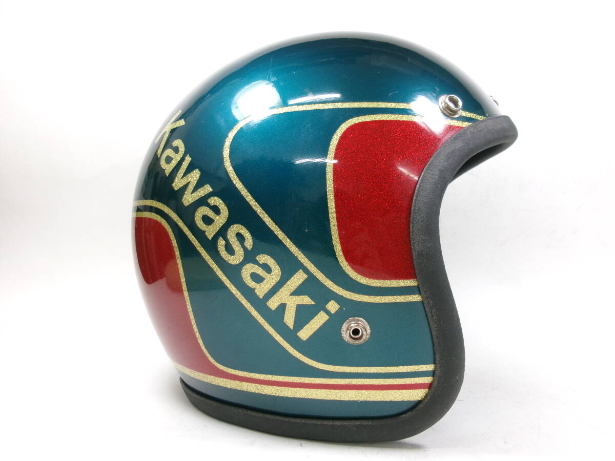 70s KAWASAKI шлем глаз глубокий обработанный .L * 70 годы Kawasaki в это время Z1 Z2 Z750 KZ900 KZ1000 MK2 FX400 старый машина винтажный шлем 
