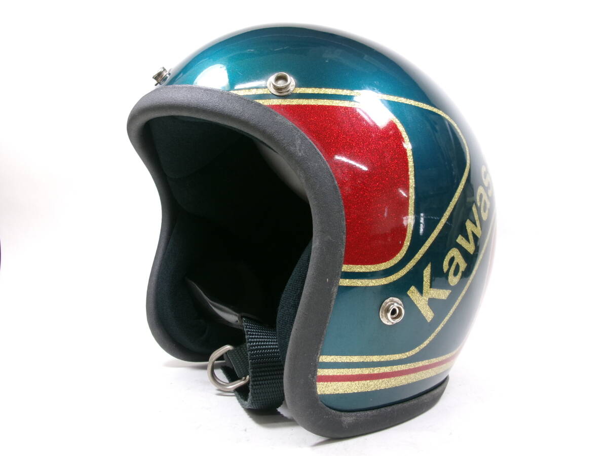 Yahoo!オークション - 70s KAWASAKI ジェットヘルメット 目 Yahoo!オークション - 70s KAWASAKI ジェットヘルメット 目