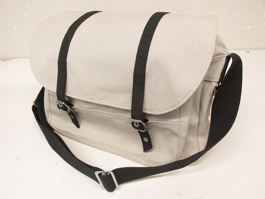 i3532：marimekkoマリメッコ キャンバス ショルダーバッグ 鞄 灰グレー/グレージュ メンズ/レディース _画像1