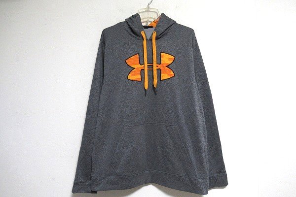 z11643:UNDER ARMOUR( Under Armor )US old clothes storm Bick Logo fleece Parker sweat Parker (1232720) ash /LG