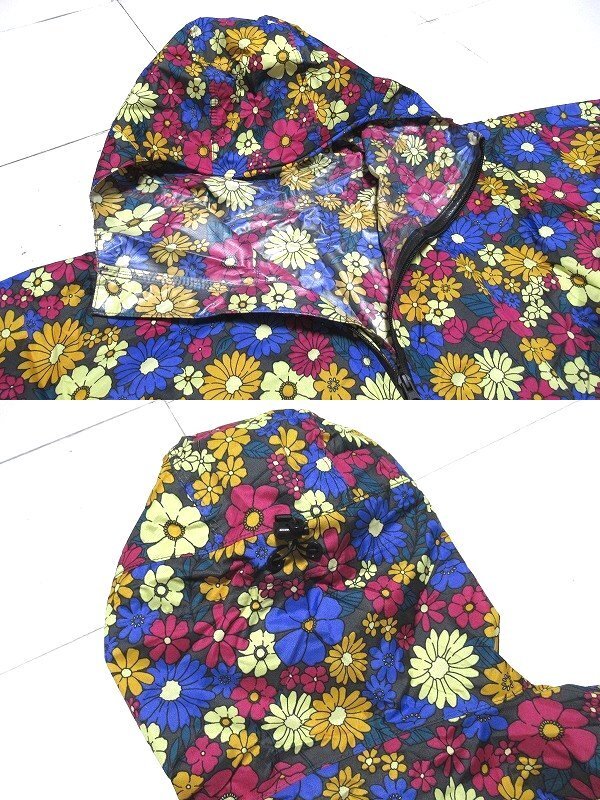 z11662:KIU(kiu) floral print rain poncho storage sack attaching / raincoat Kappa 