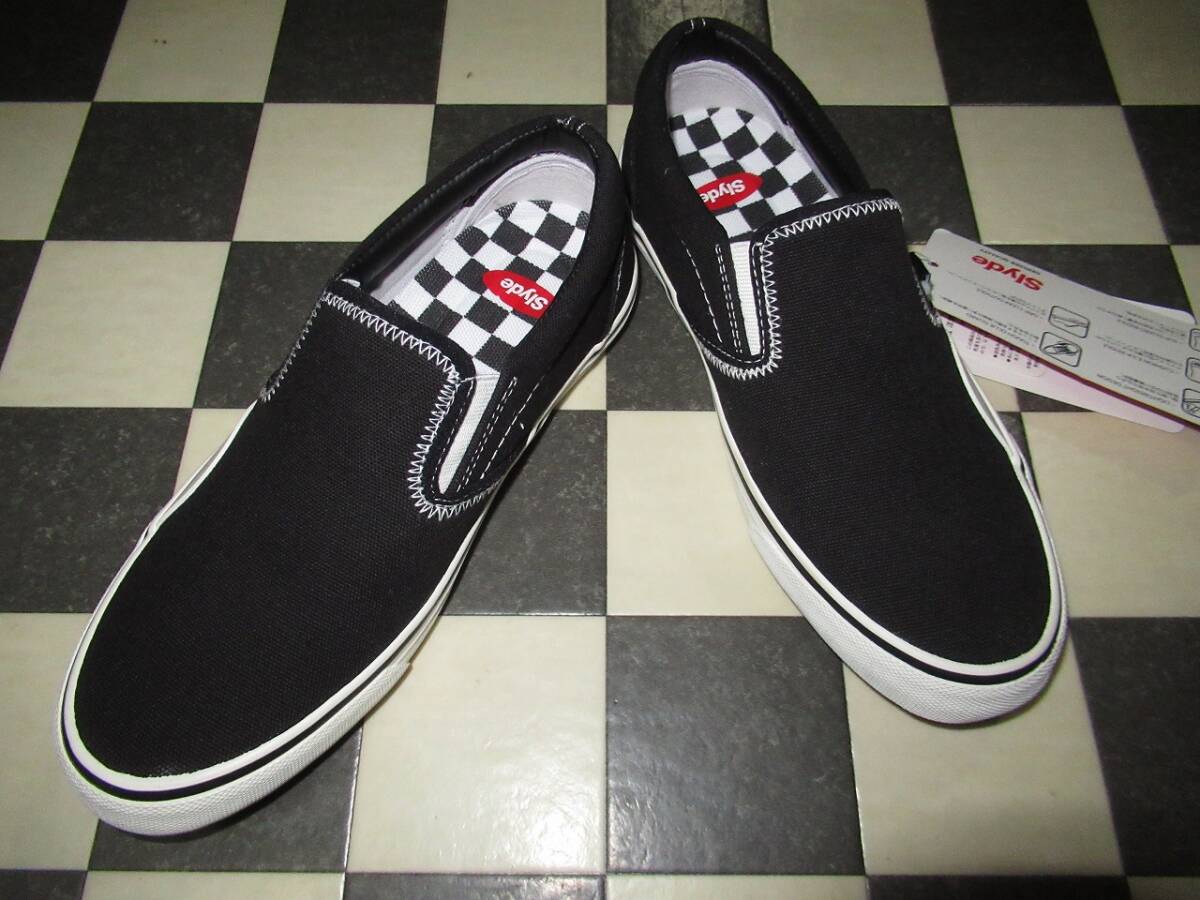 * sliding /SLYDE* new goods SLYDE TECH slip-on shoes skateboard shoes 23.5cm black / white 