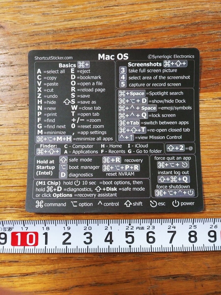 Mac キーボードショートカットキー ステッカー【2色セット】ショートカット　マック　一覧表　シール　白　黒