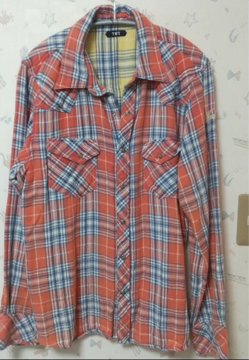 TMT メンズ 山下智久着用　チェックシャツ　ネルシャツ ティーエムティー　CHECKERED SHIRTS  