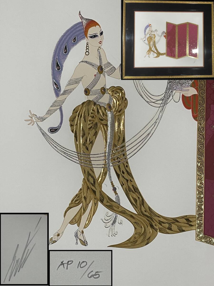 真作 人気アーティスト 【エルテ】 ERTE 大型シルクスクリーン 直筆サイン エディション有 額装 金箔画 送料一律_画像1