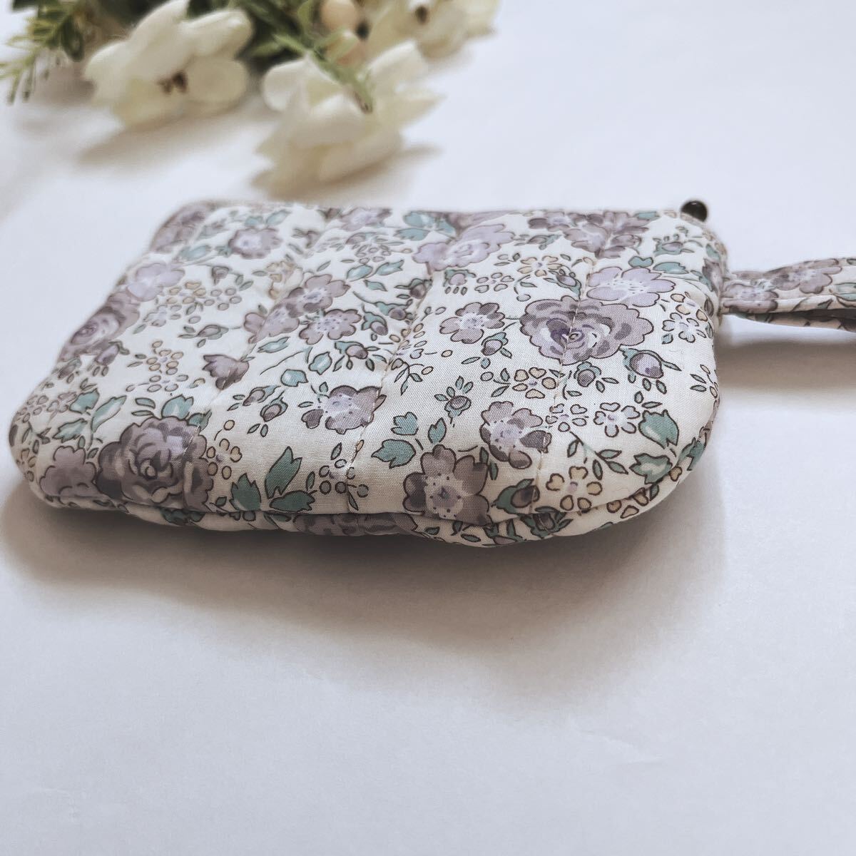  hand made Liberty quilt Mini pouch change purse . card-case Ferrie site purple 