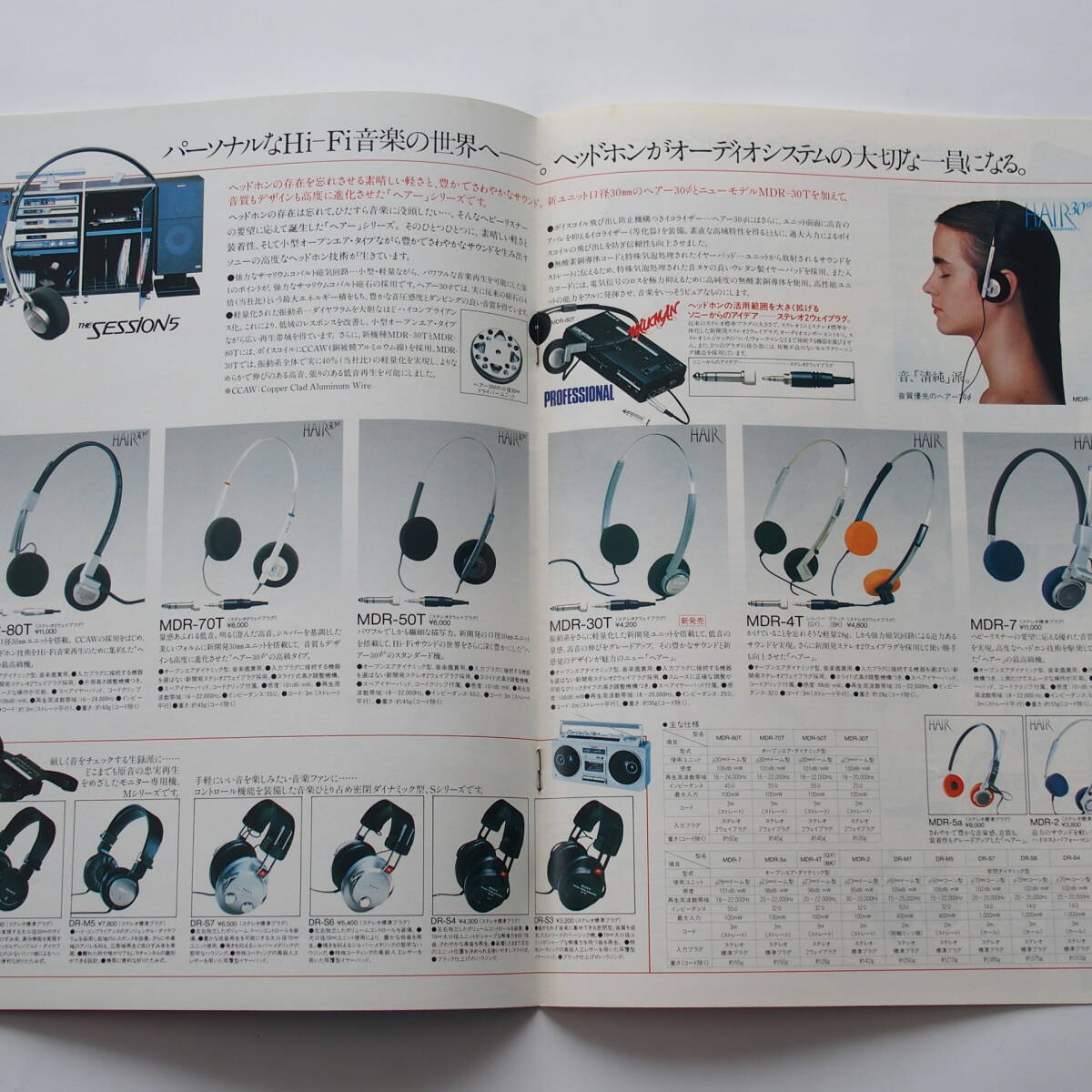 【カタログ】「SONY ステレオ/モノラル ヘッドホン 総合カタログ」1982年(昭和57年)3月 　H・AIR MDR-80T/MDR-70T/MDR-30T/MDR-50L 他掲載_画像3