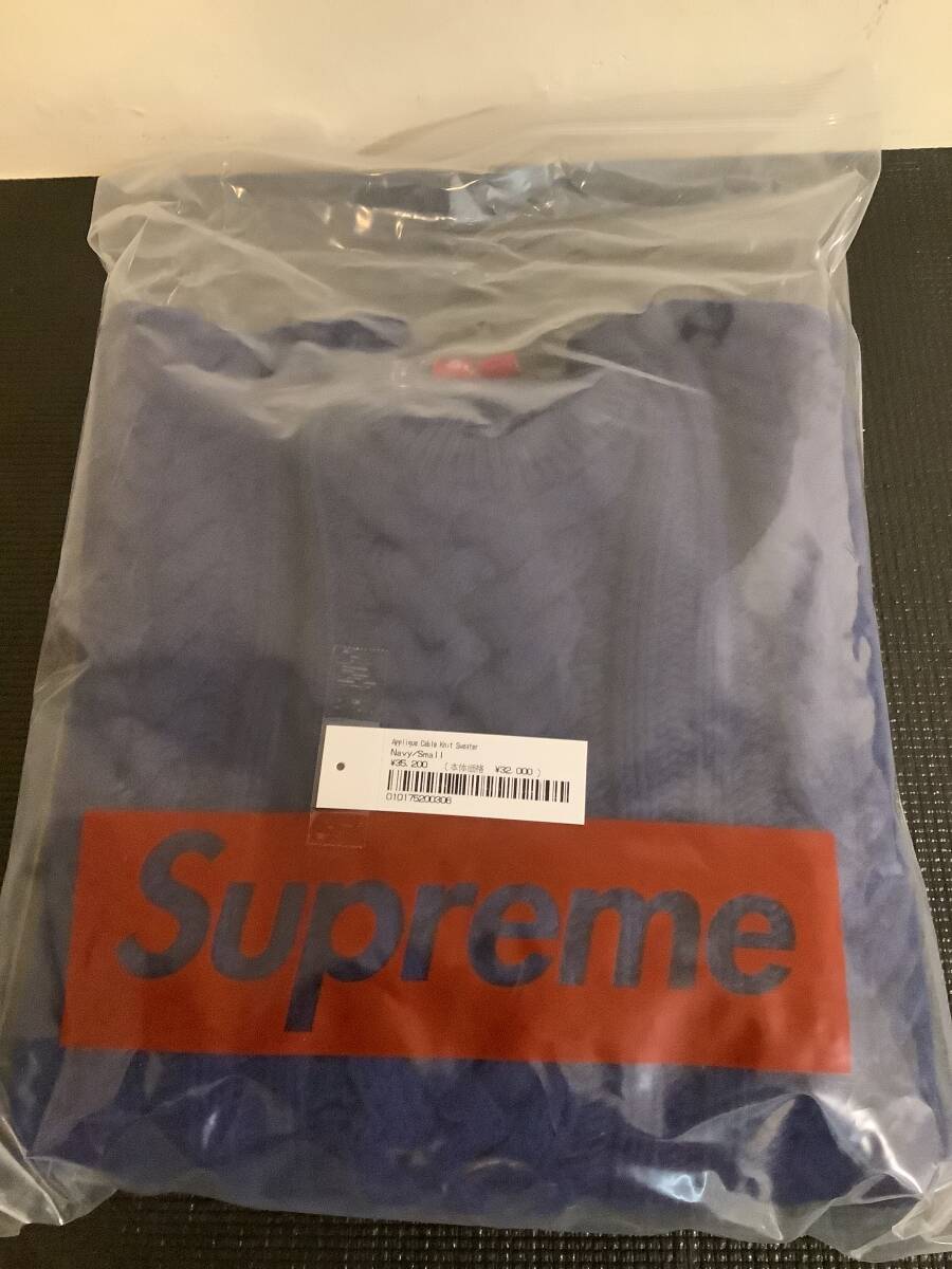 Supreme Appliqu Cable Knit Sweater Navy サイズS