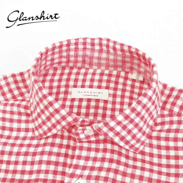 ＊60%OFF新品 グランシャツ Glanshirt イタリア製 春夏 麻 カジュアルシャツ 定価40,700円(税込) サイズ39(M) レッド×ホワイト MSH1770M2