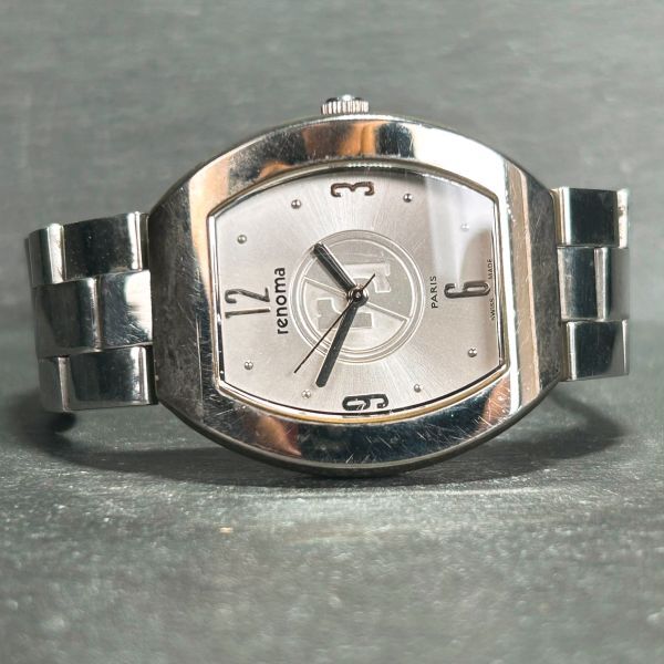 renoma レノマ PARIS パリ 腕時計 クオーツ アナログ 3針 シルバー ホワイト文字盤 ステンレススチール 新品電池交換済み 動作確認済みの画像3