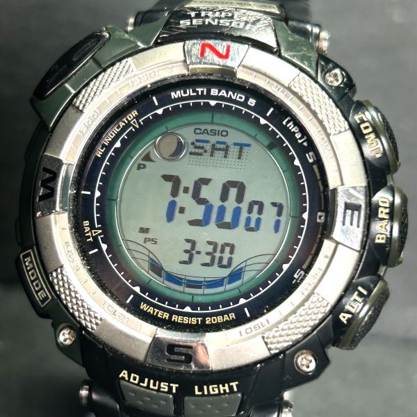 美品 CASIO カシオ PROTREK プロトレック PRW-1500J-1 腕時計 タフソーラー 電波時計 デジタル フルオートカレンダー メンズ 動作確認済みの画像2