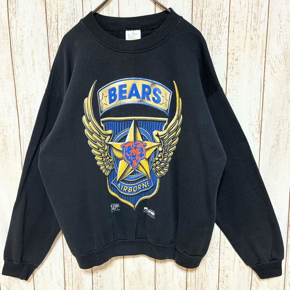 90s USA製 NFL Chicago Bears シカゴ・ベアーズ プリント スウェット トレーナー XL USA古着 アメリカ古着_画像2