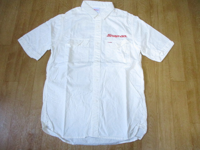 スナップオンレーシング　ビンテージ　肉厚刺繍入り　白　ワークシャツ　未使用　サイズM　デッドストック　ツナギ・ジャケット_画像5