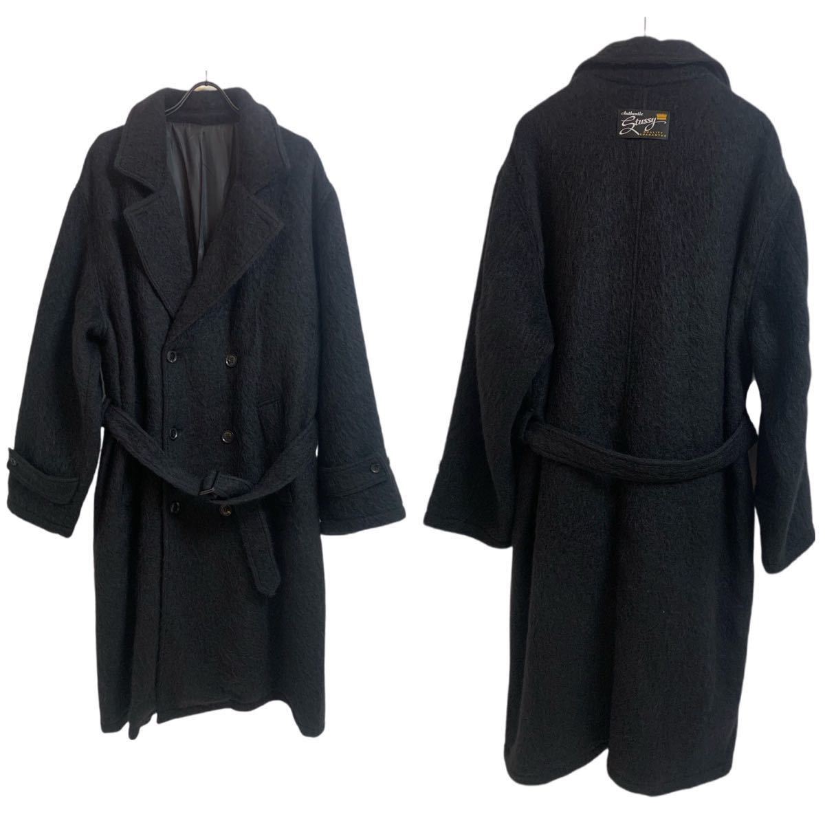 Stussy ステューシー 2023AW Mohair Trench Coat モヘアトレンチコート ダブルブレストトレンチコート BLACK ブラック LARGE アーカイブ_画像2