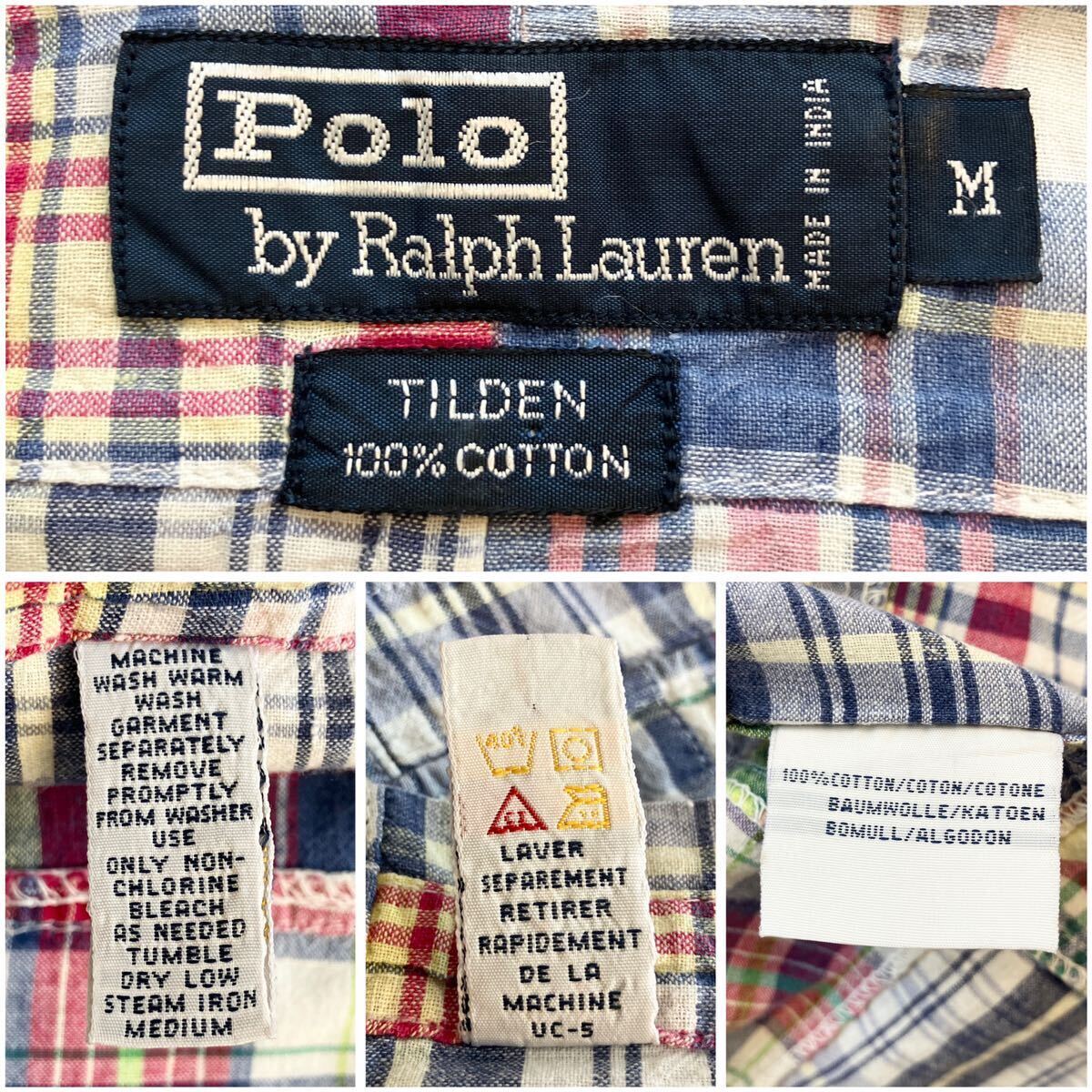 90s TILDEN パッチワークシャツ M ポロラルフローレンpolo ralph lauren チルデン ヨーロッパ企画 チェック_画像10