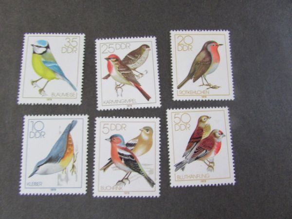 ⑫　動物コレクション　東ドイツ；鳴き鳥　６種完　１９７９年　_画像1