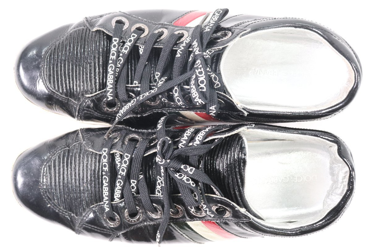 DOLCE&GABBANA ドルチェアンドガッバーナ エナメル スニーカー シューズ 靴 くつ CA0343 サイズ 8 黒 ブラック 3127-K_画像2