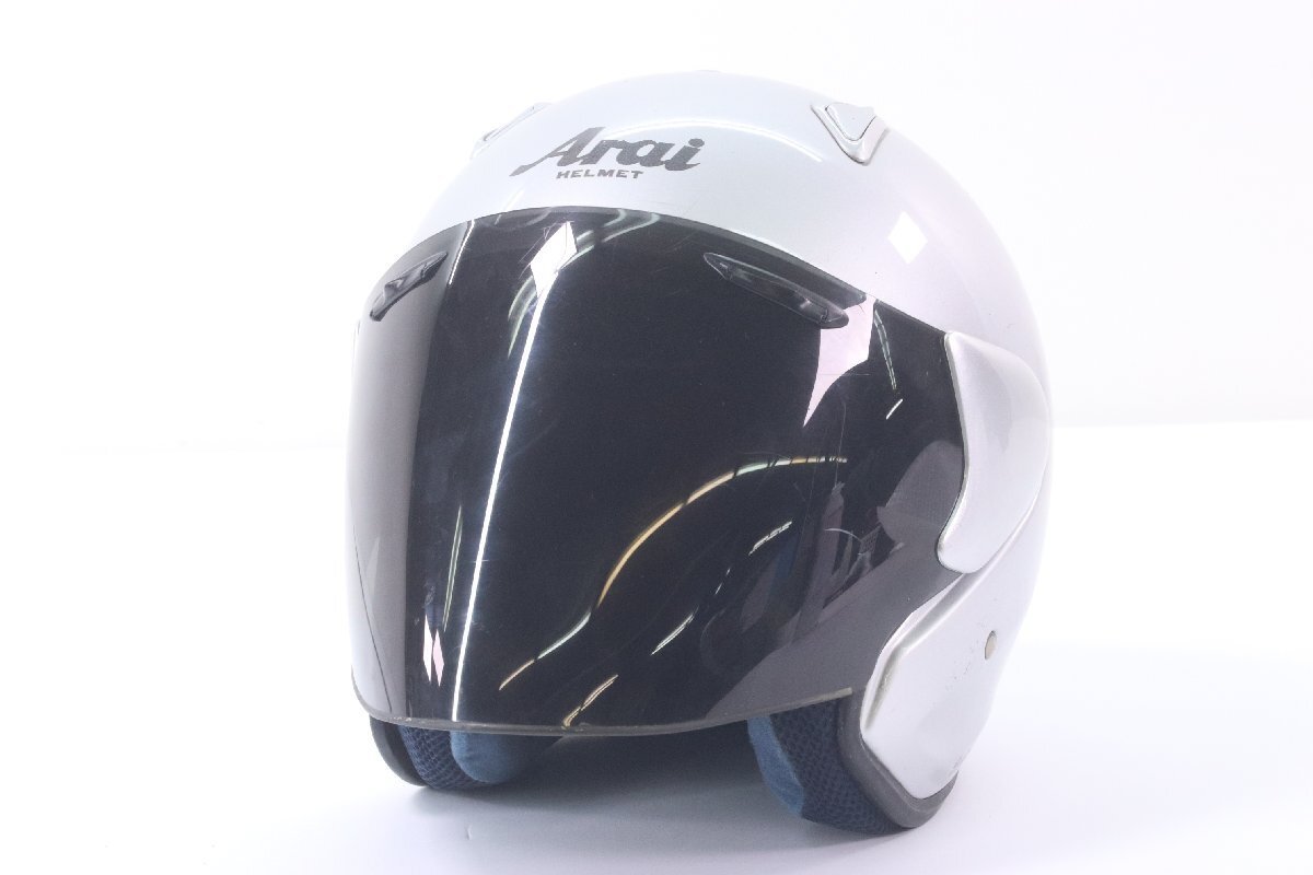 Arai アライ SZ-Ram ジェットヘルメット シルバー系 59.60cm MADE IN JAPAN バイク レーサー ツーリング 2330-KS①_画像1