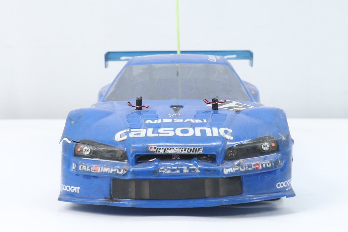 【ジャンク】TAMIYA タミヤ 日産GT-R CALSONIC 1/10 ラジコンボディ レーシングカー 動作未確認 組立済み 現状品 3573-KK_画像2