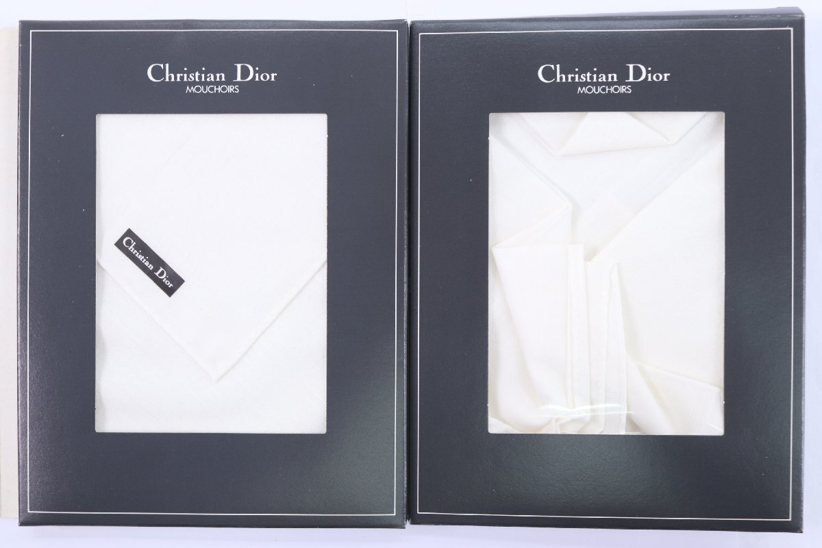 【15点】Christian Dior クリスチャンディオール トロッター柄 ロゴ ハンカチ 綿 コットン 100％ ホワイト 白 箱有 まとめ 3467-HA_画像4