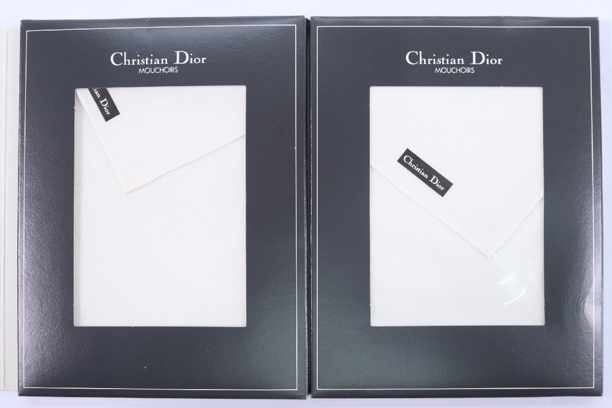 【15点】Christian Dior クリスチャンディオール トロッター柄 ロゴ ハンカチ 綿 コットン 100％ ホワイト 白 箱有 まとめ 3467-HA_画像3