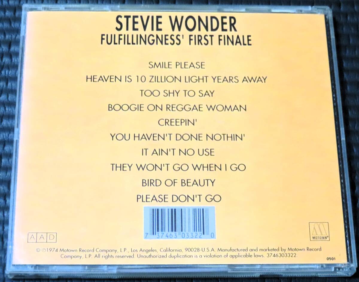 ◆Stevie Wonder◆ スティーヴィー・ワンダー Fulfillingness' First Finale ファースト・フィナーレ 輸入盤 CD ■2枚以上購入で送料無料_画像2