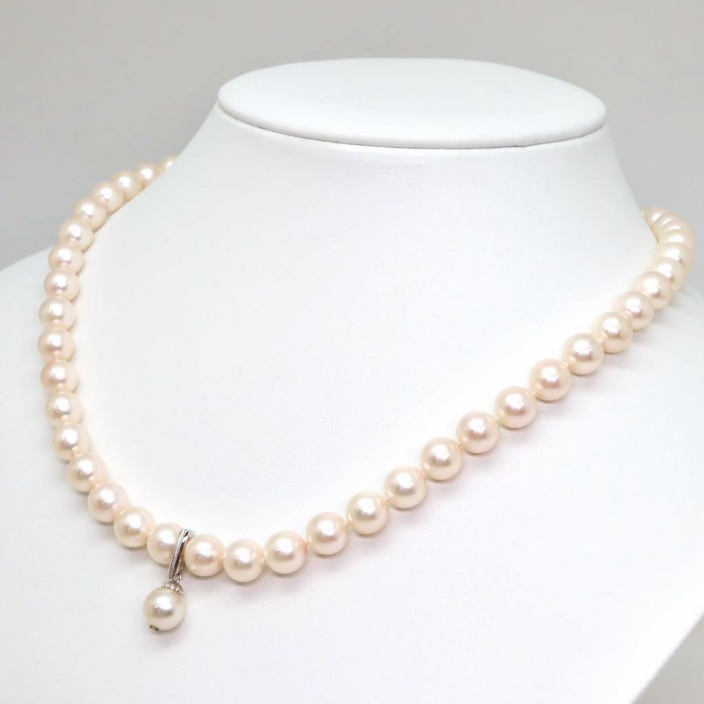 ＊アコヤ本真珠ネックレス・ペンダントトップ＊m 約37.9g 約44.0cm 約7.5~8.0mm あこや pearl necklace accessory jewelry silver DH0/EA5_画像3