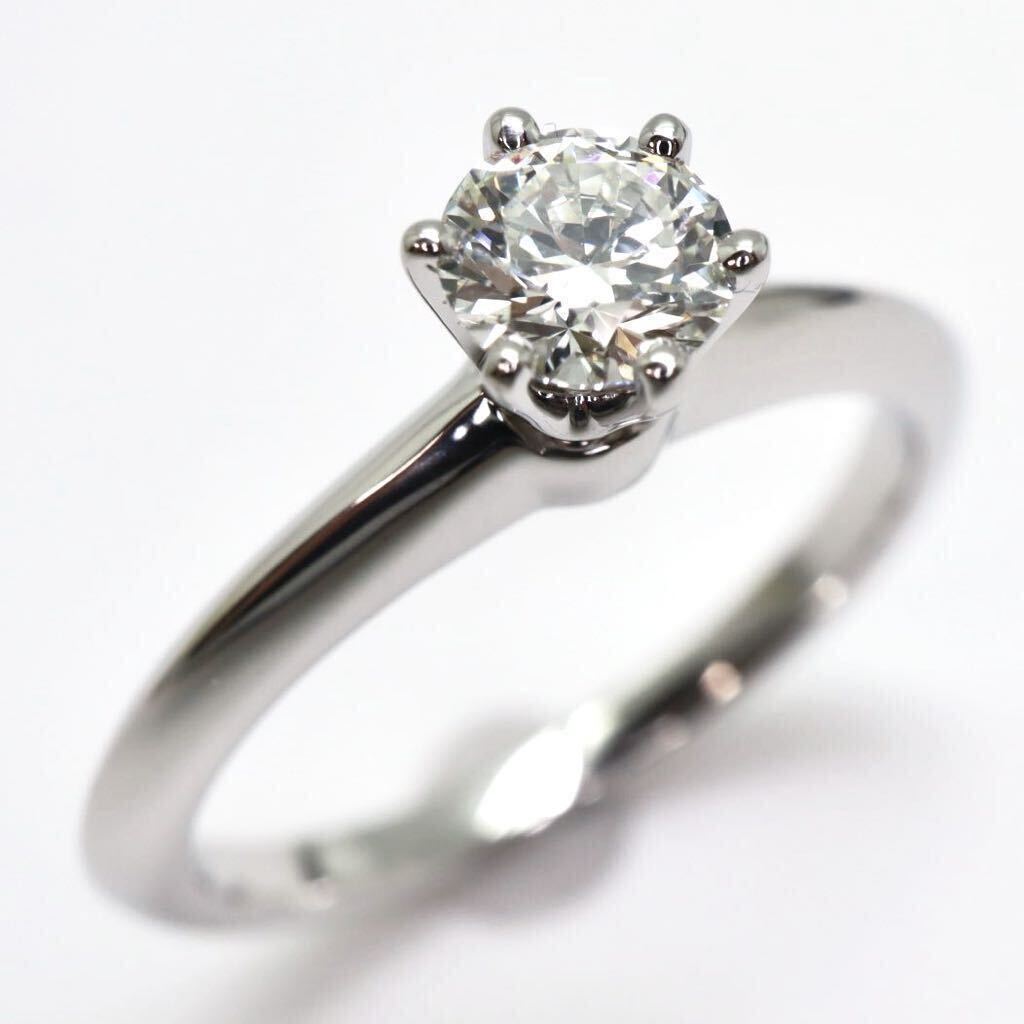 鑑別書付き!!＊TIFFANY&Co.(ティファニー)Pt950 天然ダイヤモンドリング＊m 約4.5g 約12.0号 約0.40ct diamond jewelry ring 指輪 EH0/ZZ_画像1