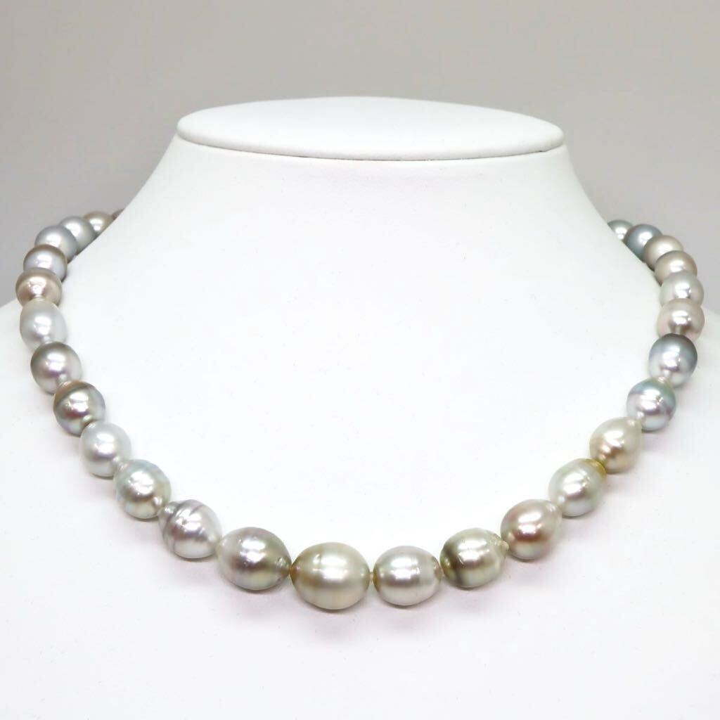 ＊南洋黒蝶真珠ネックレス＊m 約52.9g 約44.5cm 8.0~11.5mm 黒真珠 パール pearl jewelry necklace accessory silver DE0/EA0_画像2