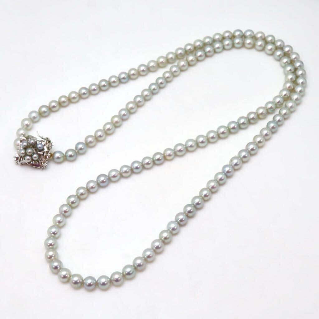 ＊アコヤ本真珠ロングネックレス＊m 約57.9g 約6.5mm あこや pearl long necklace accessory jewelry silver EA2/EB7_画像4