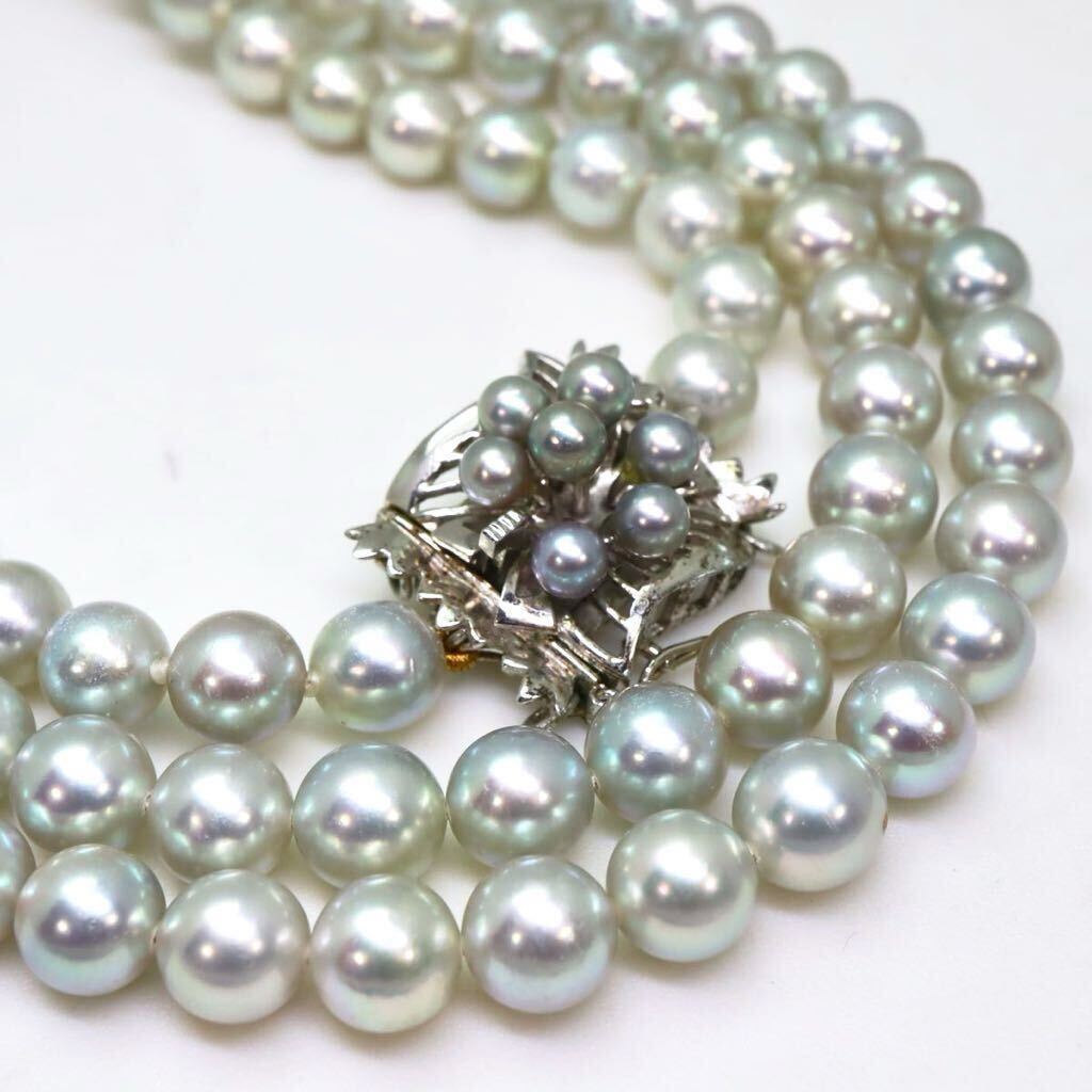 ＊アコヤ本真珠ロングネックレス＊m 約57.9g 約6.5mm あこや pearl long necklace accessory jewelry silver EA2/EB7の画像1