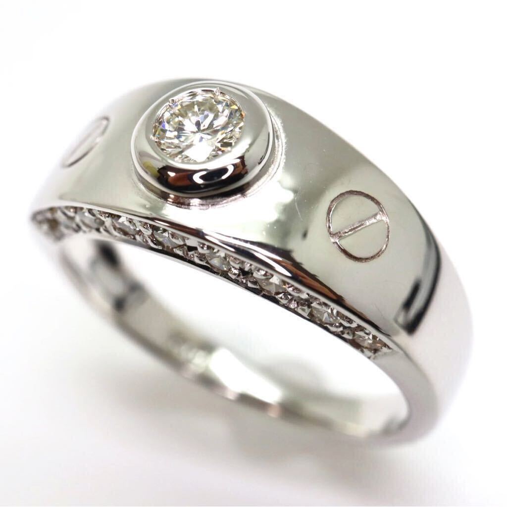 ＊K18WG天然ダイヤモンドリング＊m 約4.2g 約12.0号 約0.13/0.20ct diamond ジュエリー ring 指輪 ED4/ED6の画像1